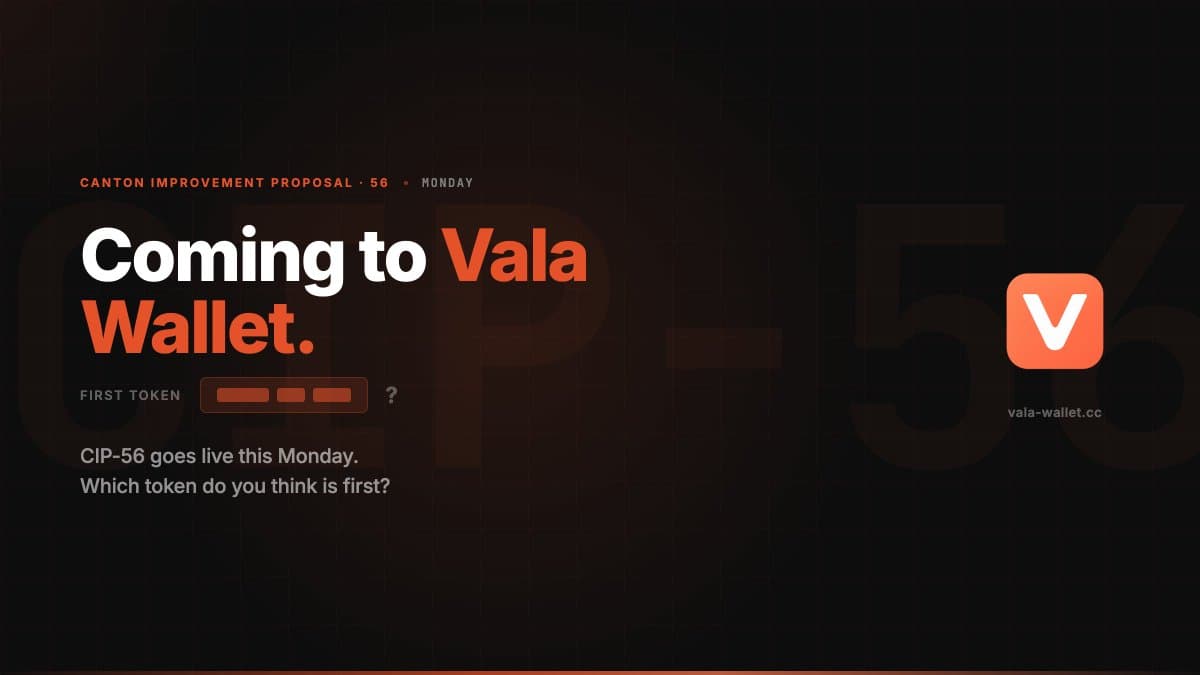 Vala Wallet Teases CIP-56 Token Support