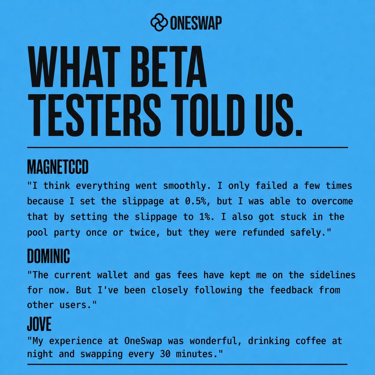 OneSwap public launch countdown graphic