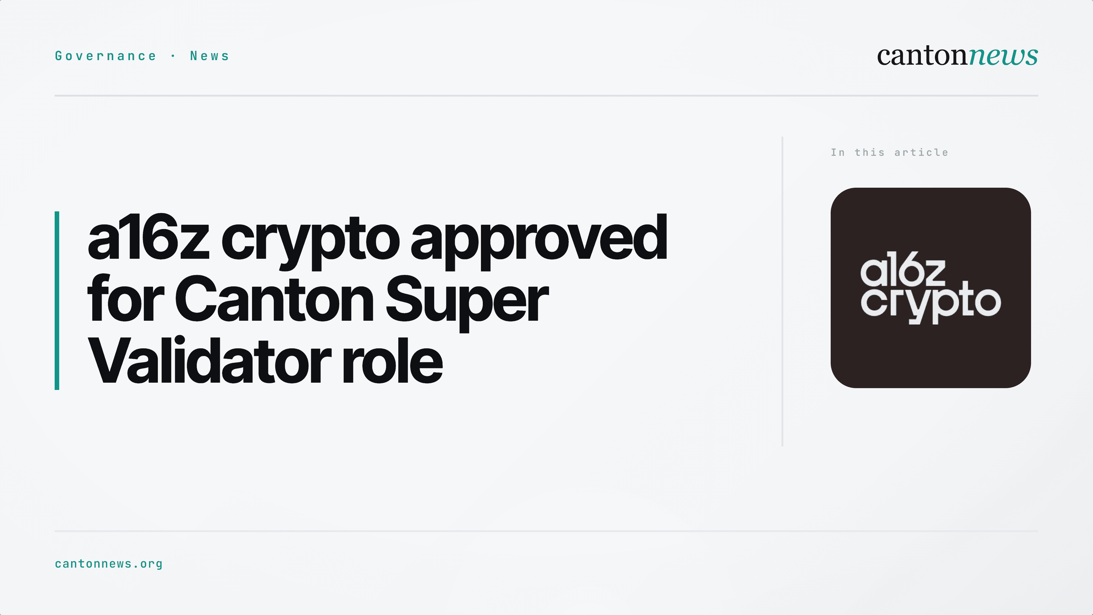 a16z crypto approved for Canton Super Validator role