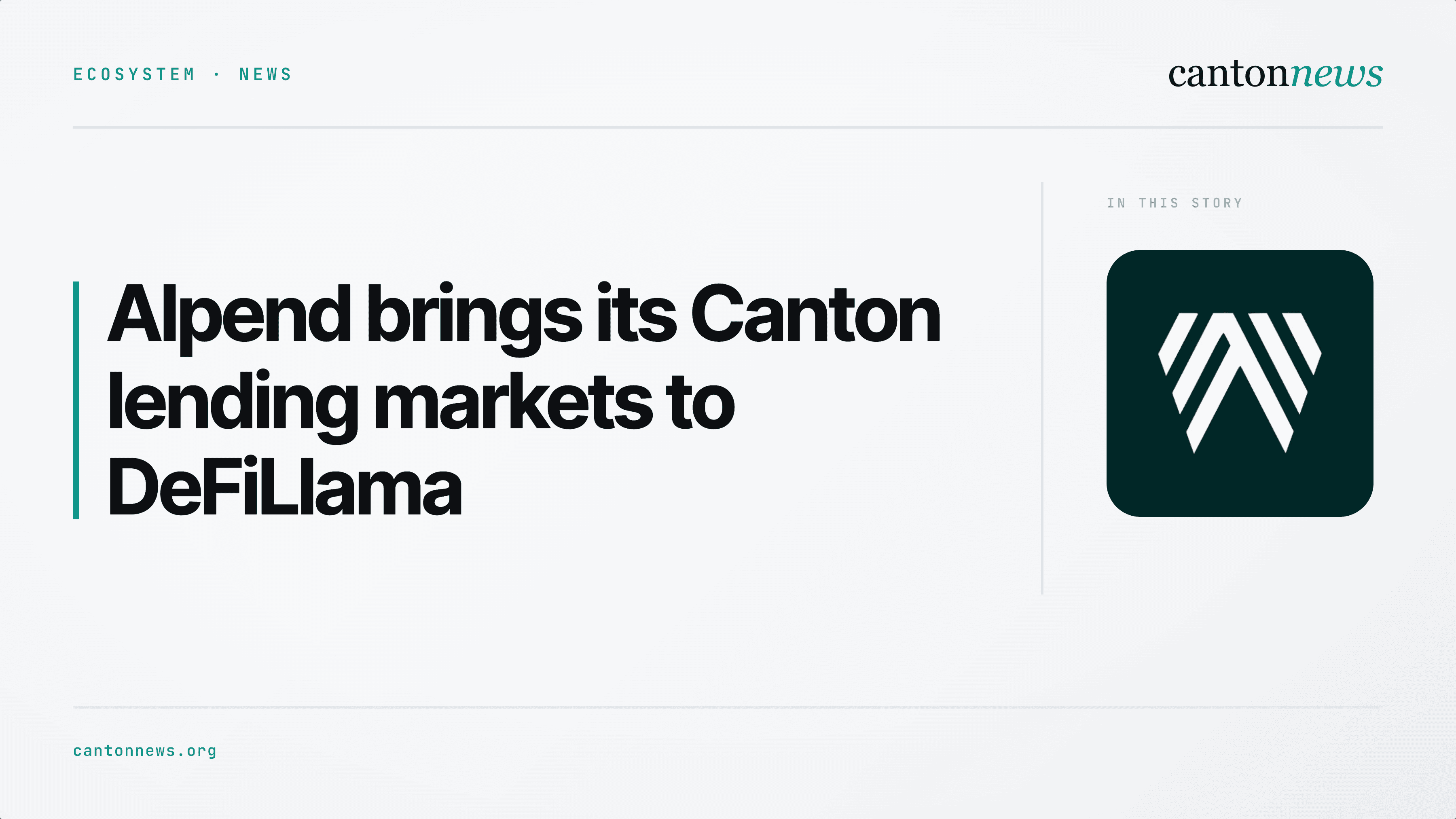 Alpend joins DeFiLlama with public tracking for its Canton lending markets