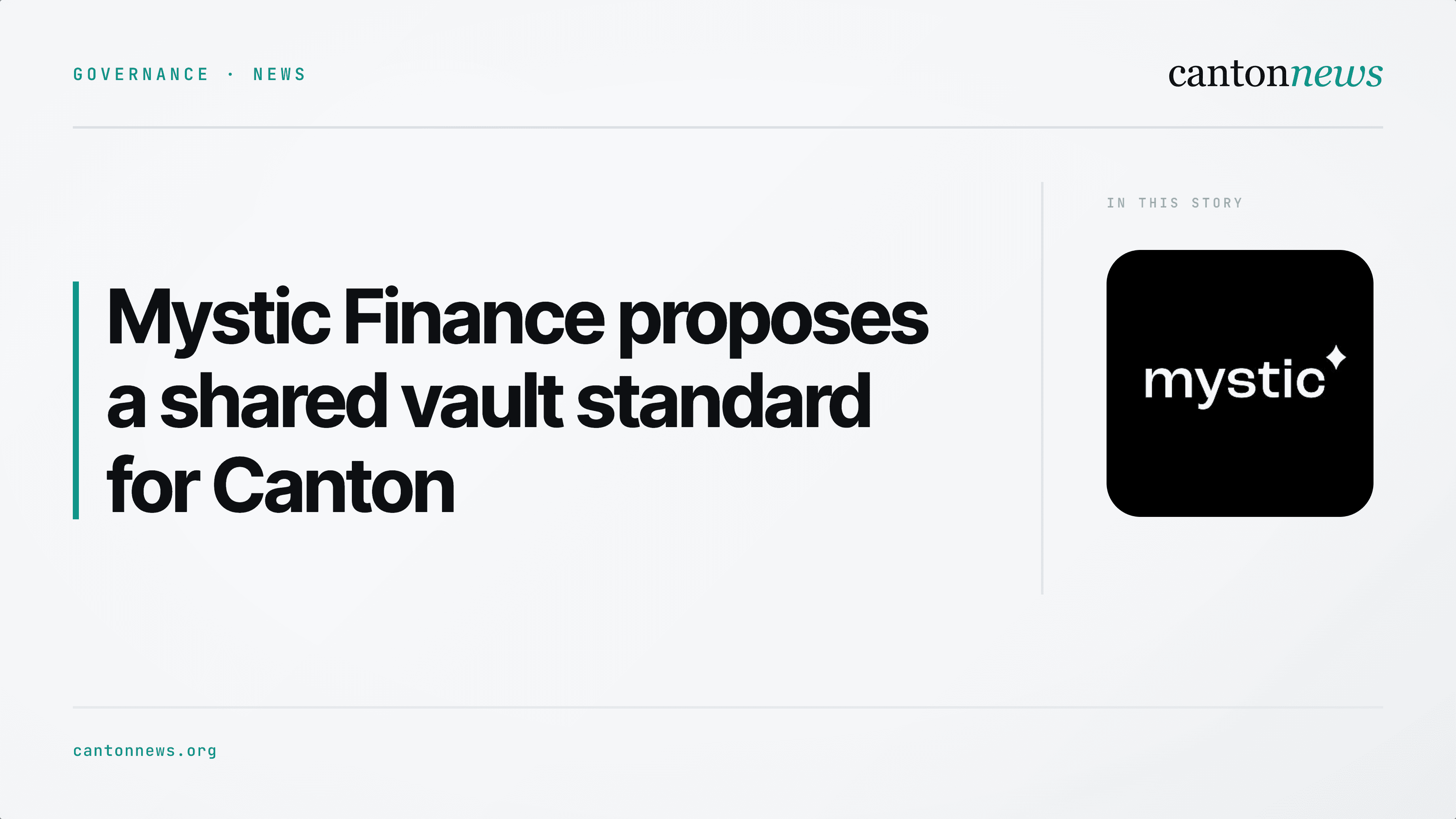 Mystic Finance proposes a shared vault standard for Canton