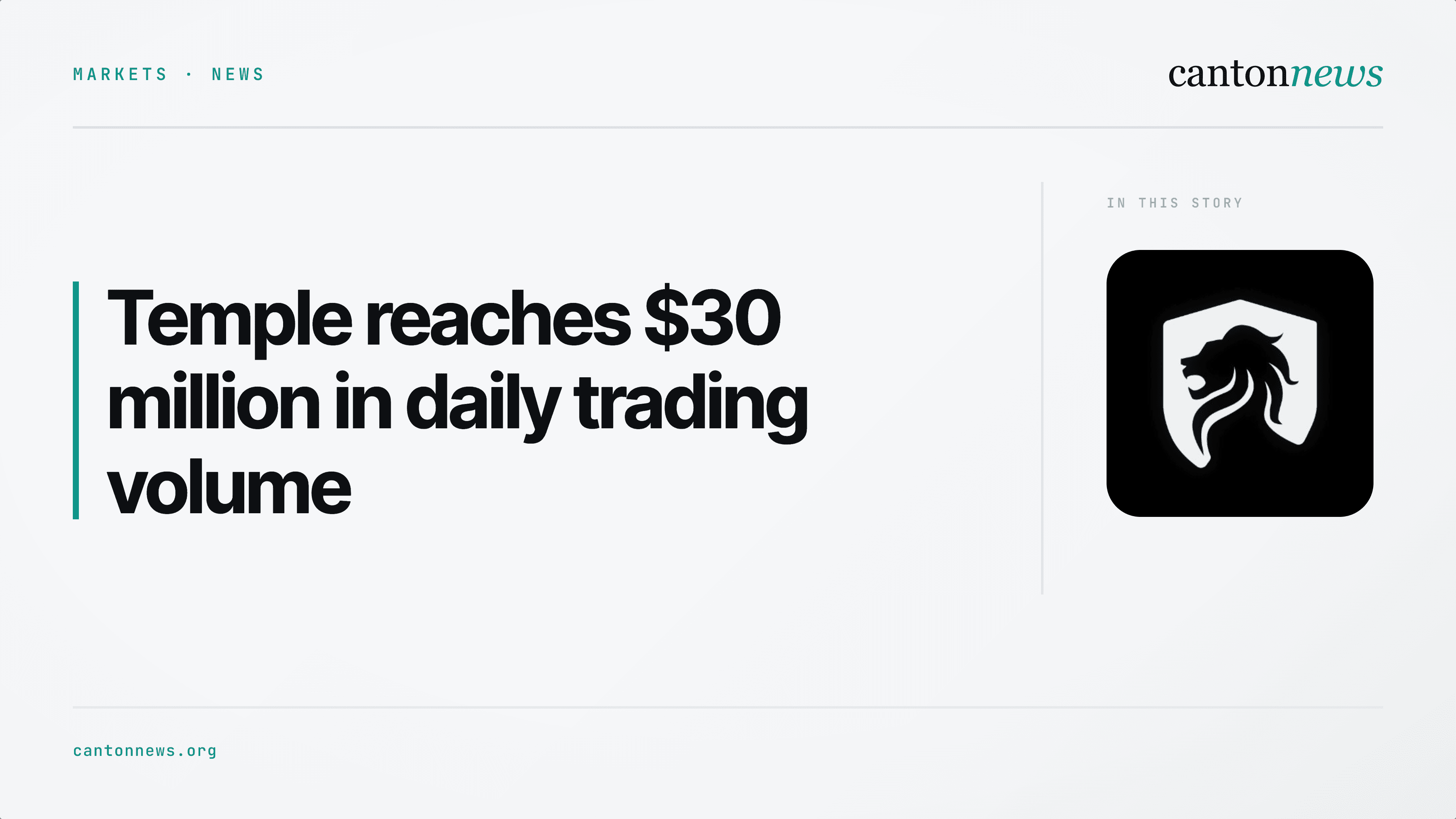 Temple reaches $30 million in daily trading volume on Canton