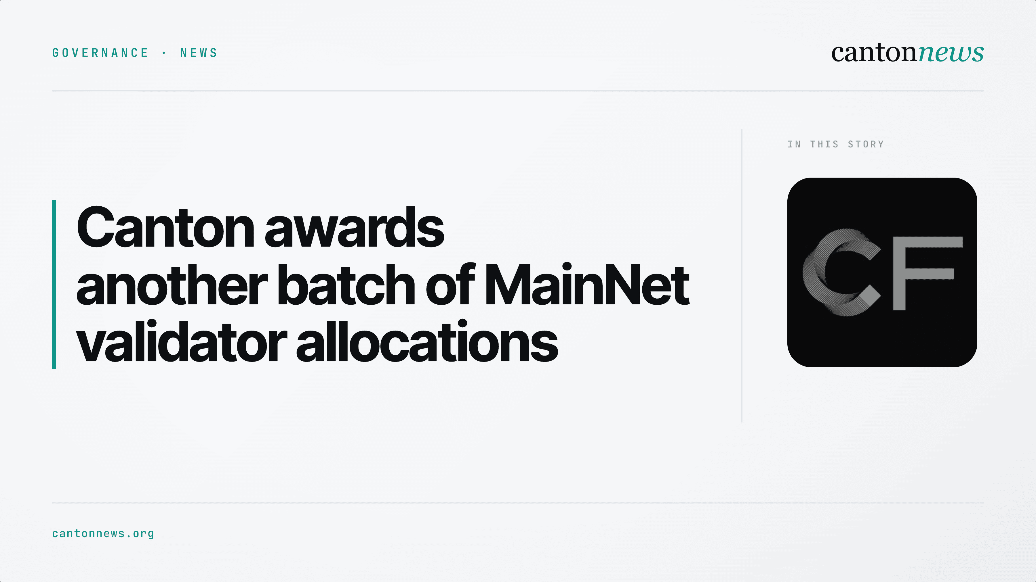Canton awards another batch of MainNet validator allocations