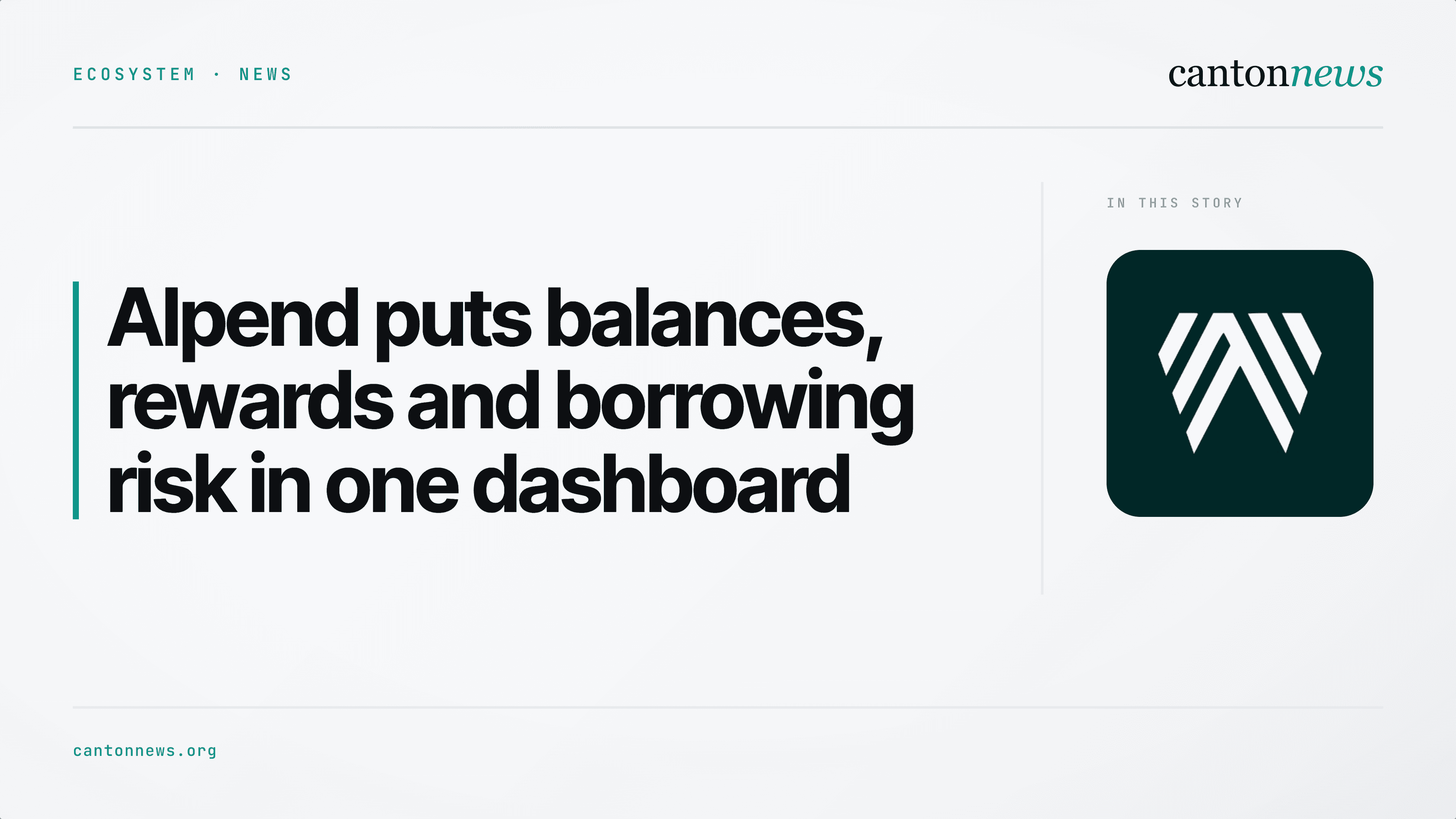 Alpend launches portfolio dashboard for its Canton lending markets