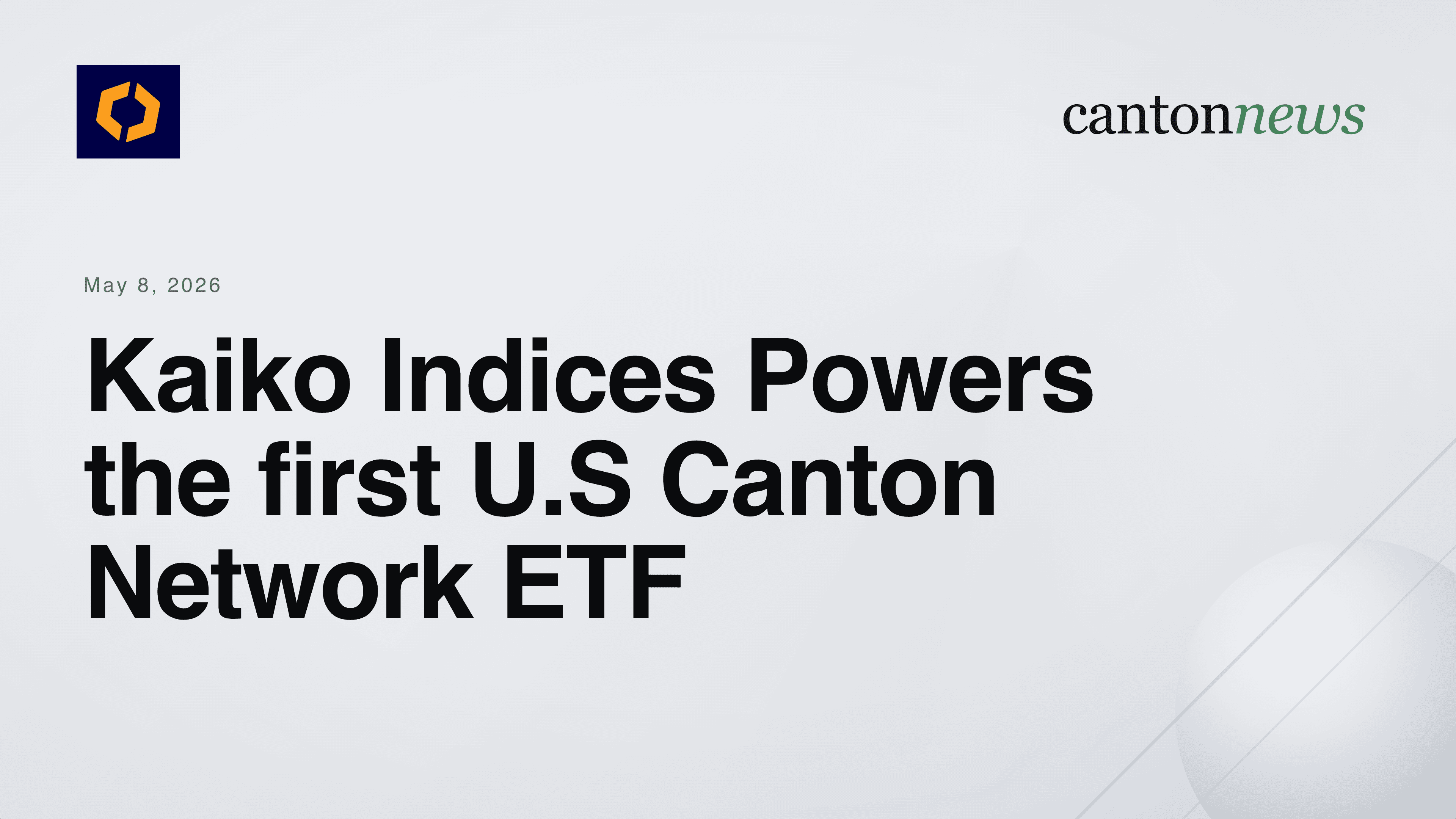 Kaiko Indices Named Benchmark Provider for 21Shares Canton ETF