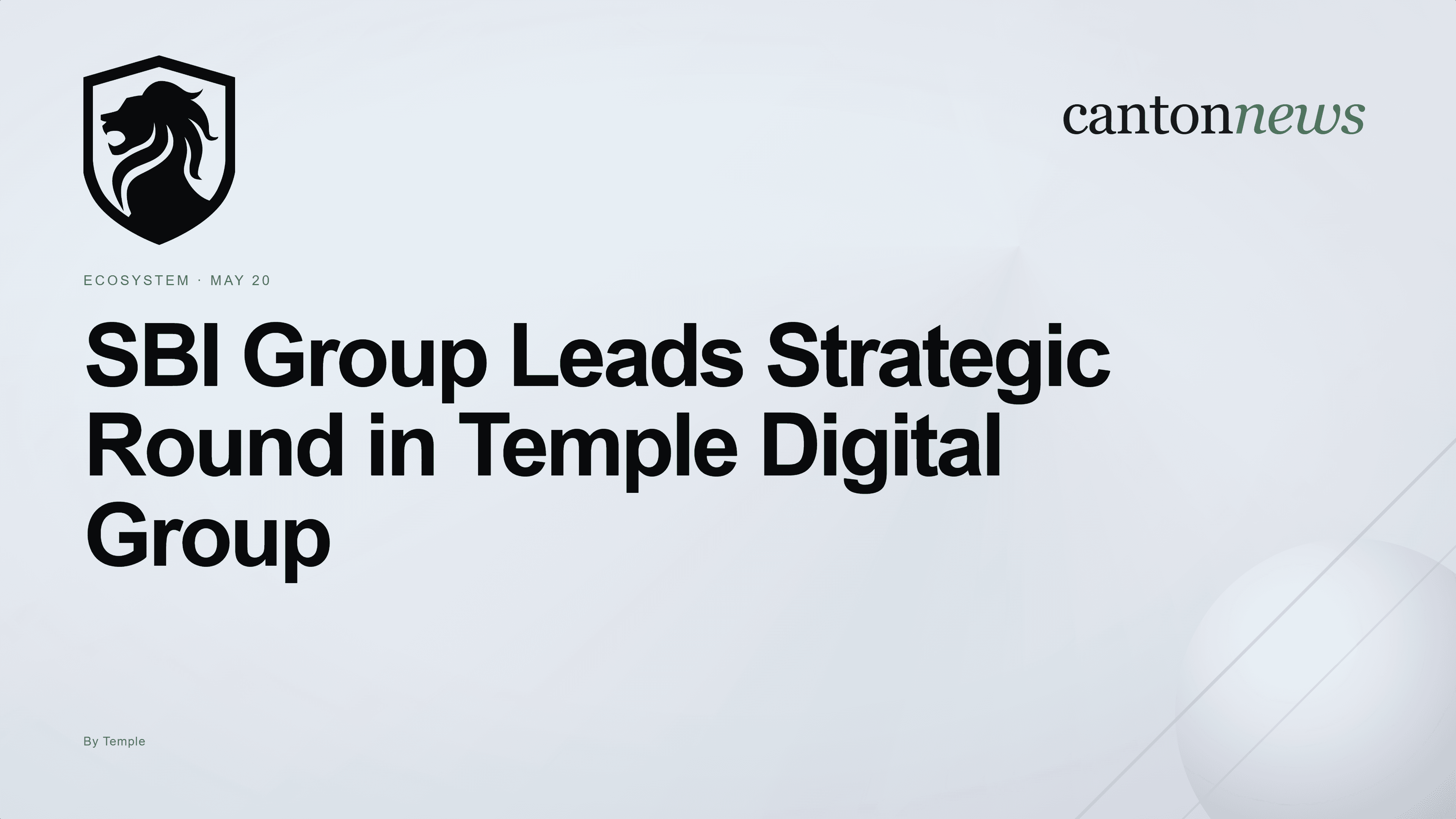 SBI Group Leads Strategic Investment in Temple Digital Group