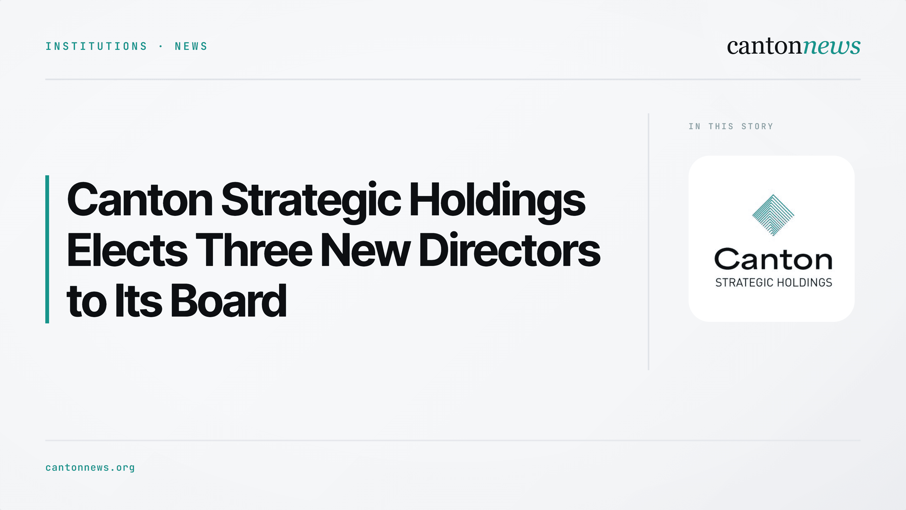 Canton Strategic Holdings Elects Three New Directors as It Advances Canton Network Strategy