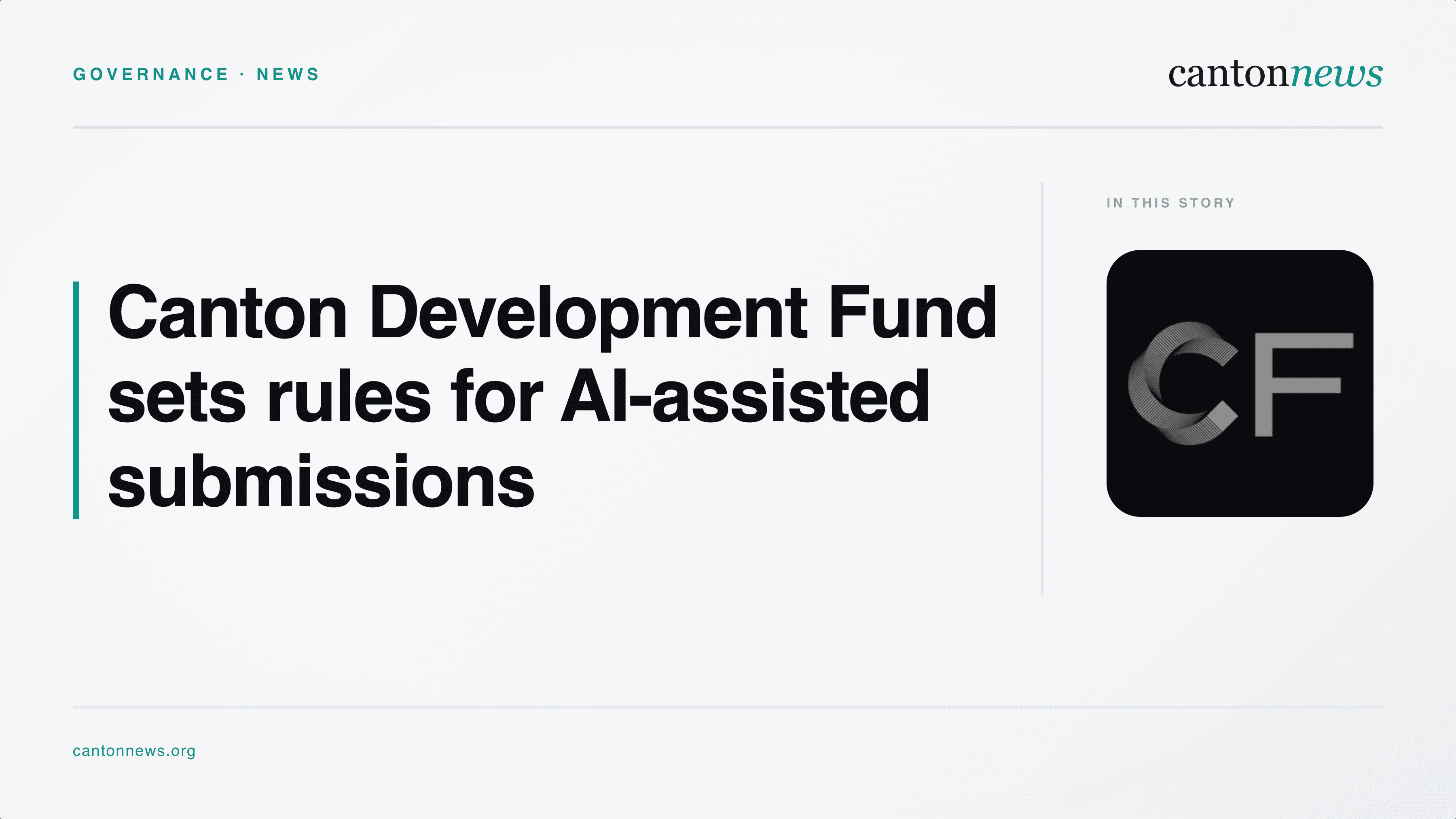 Canton Foundation Development Fund adopts rules for AI assisted proposals