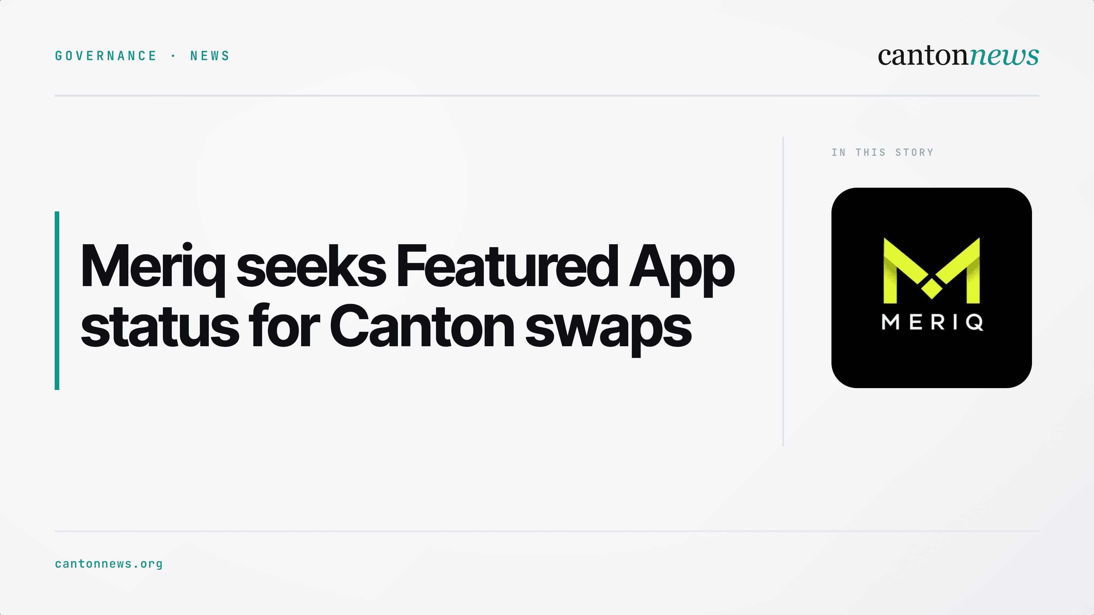 Meriq seeks Featured App status for its Canton swap venue
