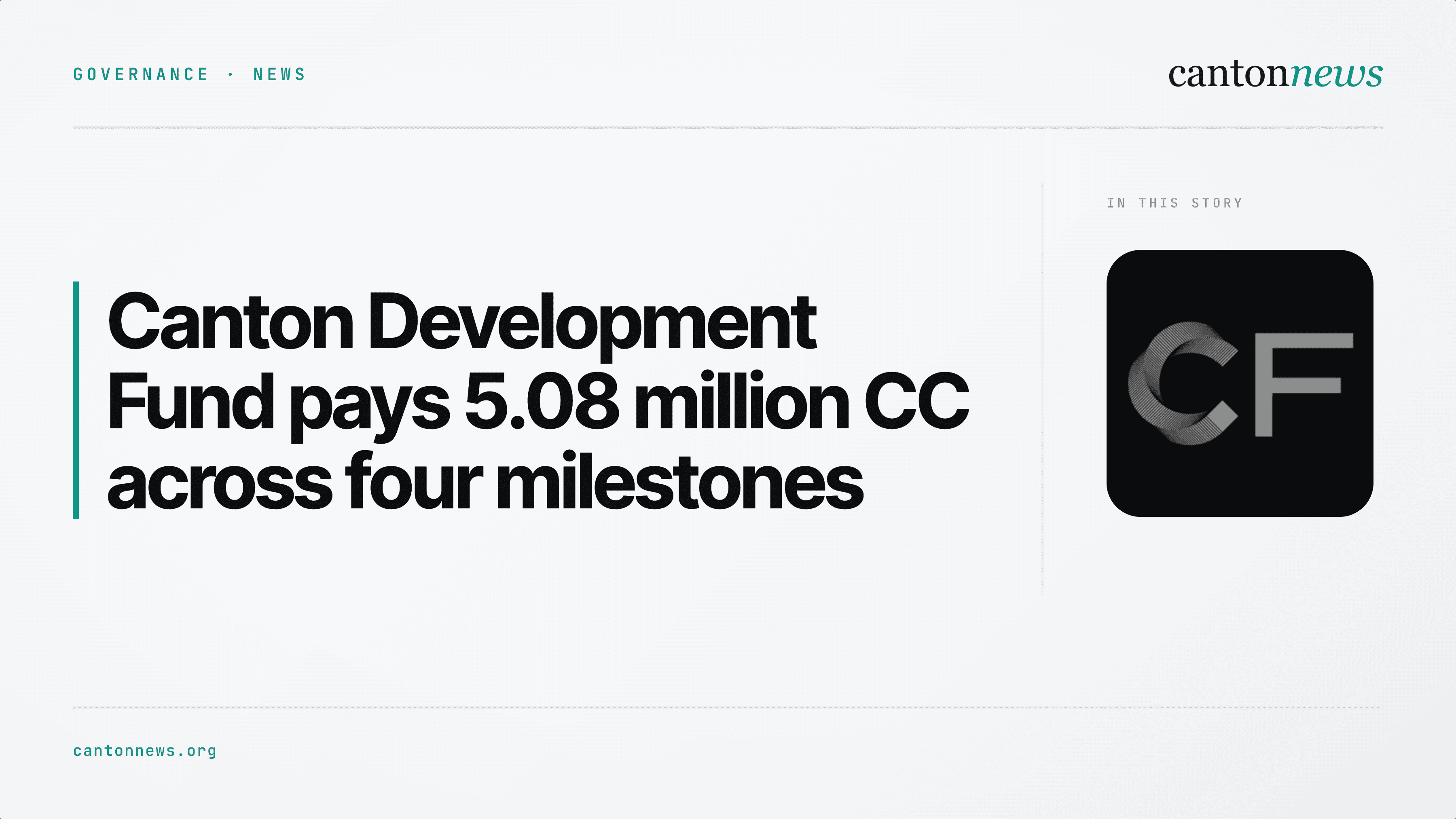 Canton Development Fund pays 5.08 million CC across four milestones