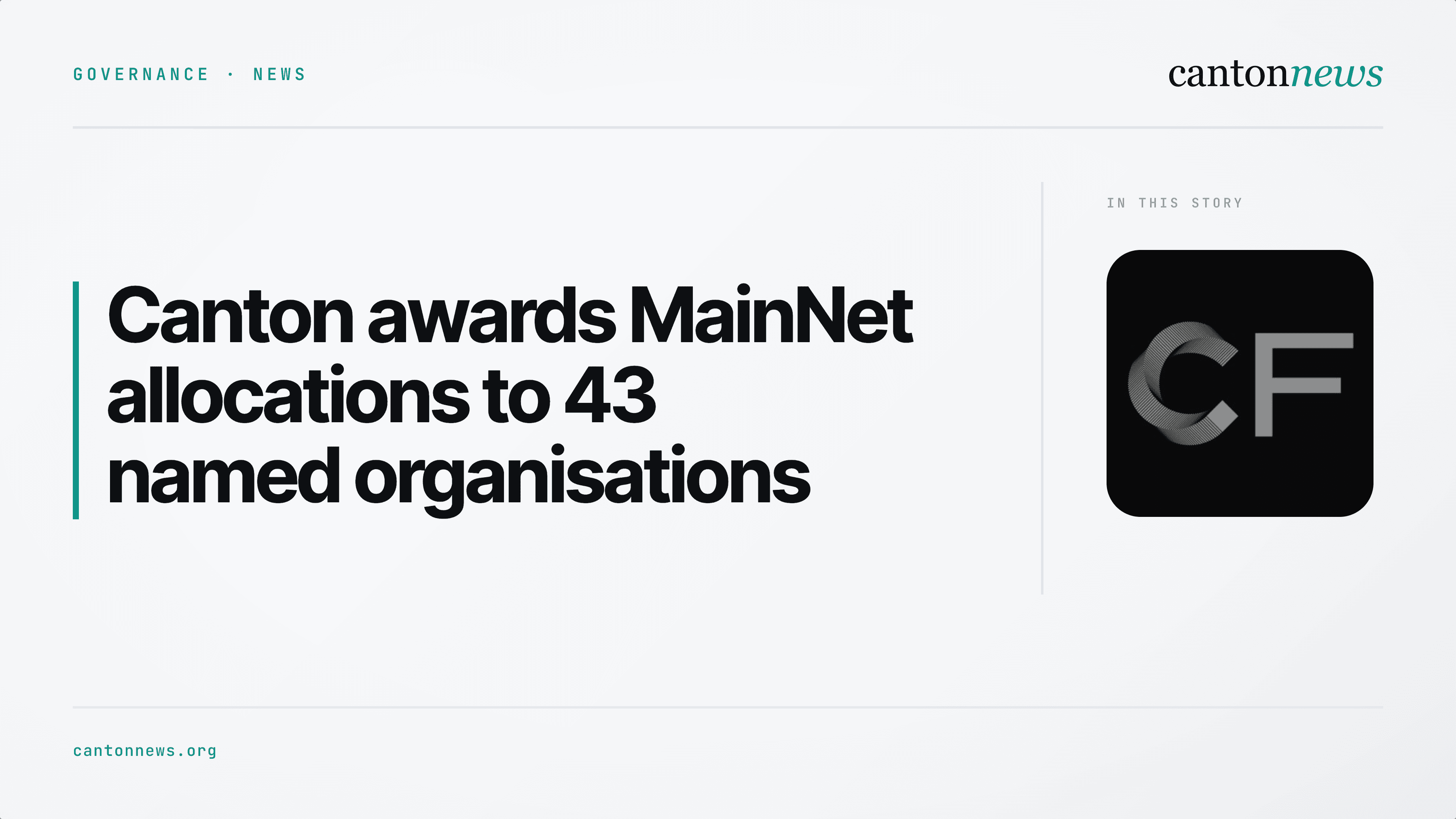 Canton awards MainNet allocations to 43 named organisations