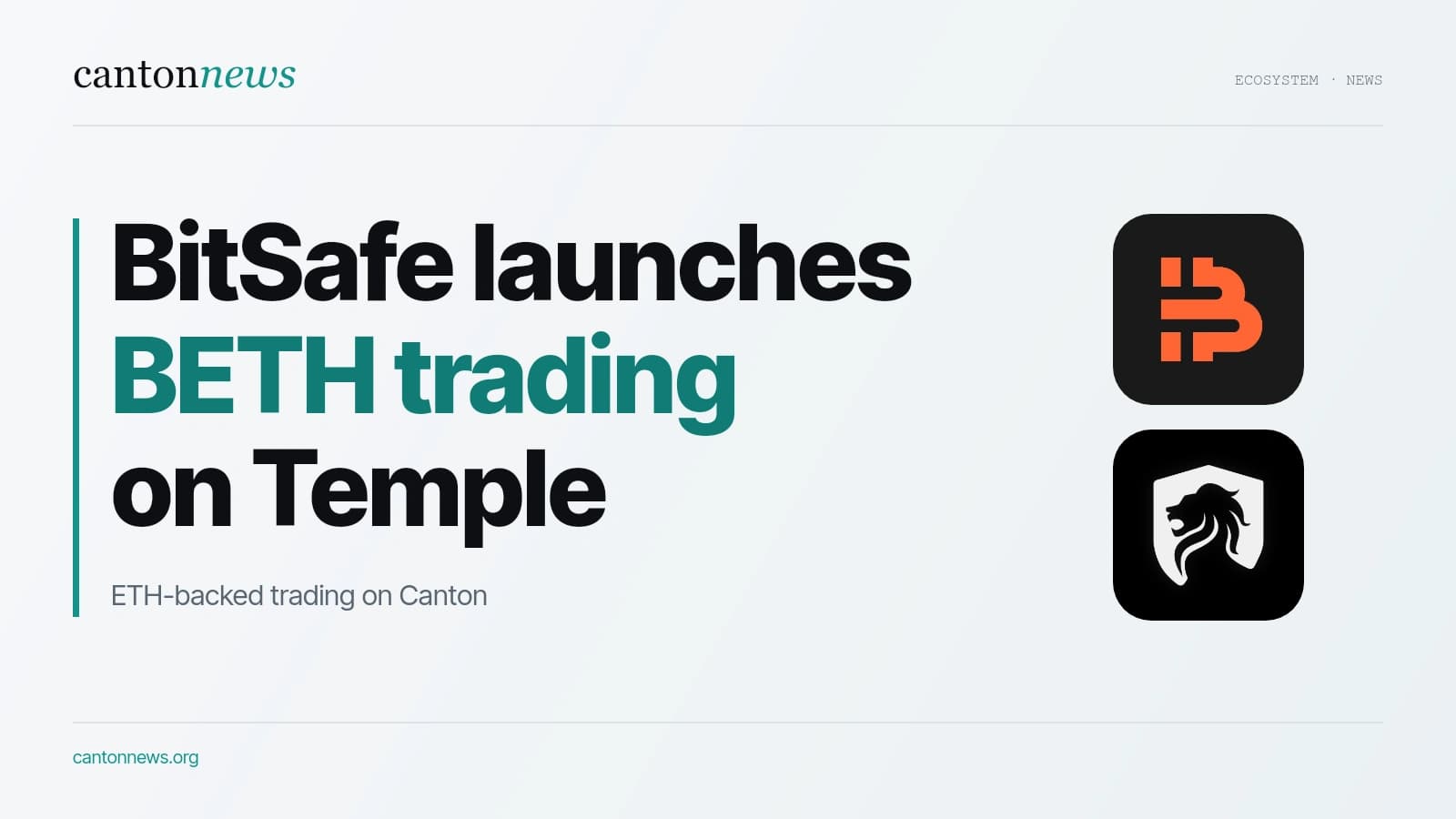 BitSafe launches BETH with trading live on Temple