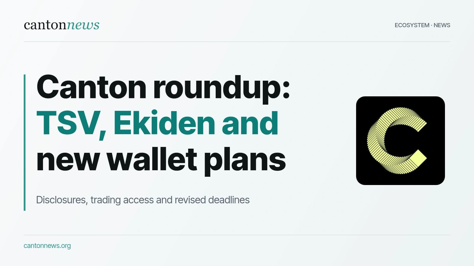 Canton roundup: TSV’s revised notice, Ekiden’s return and Fluvia’s application