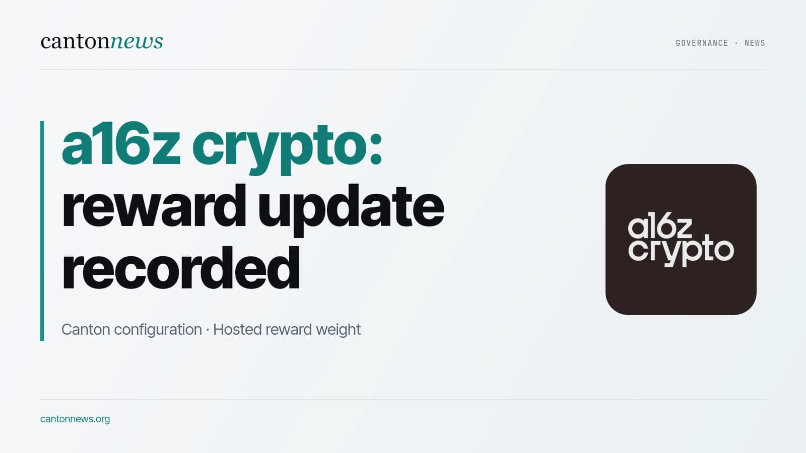 Canton records a16z crypto reward weight under MPC hosting
