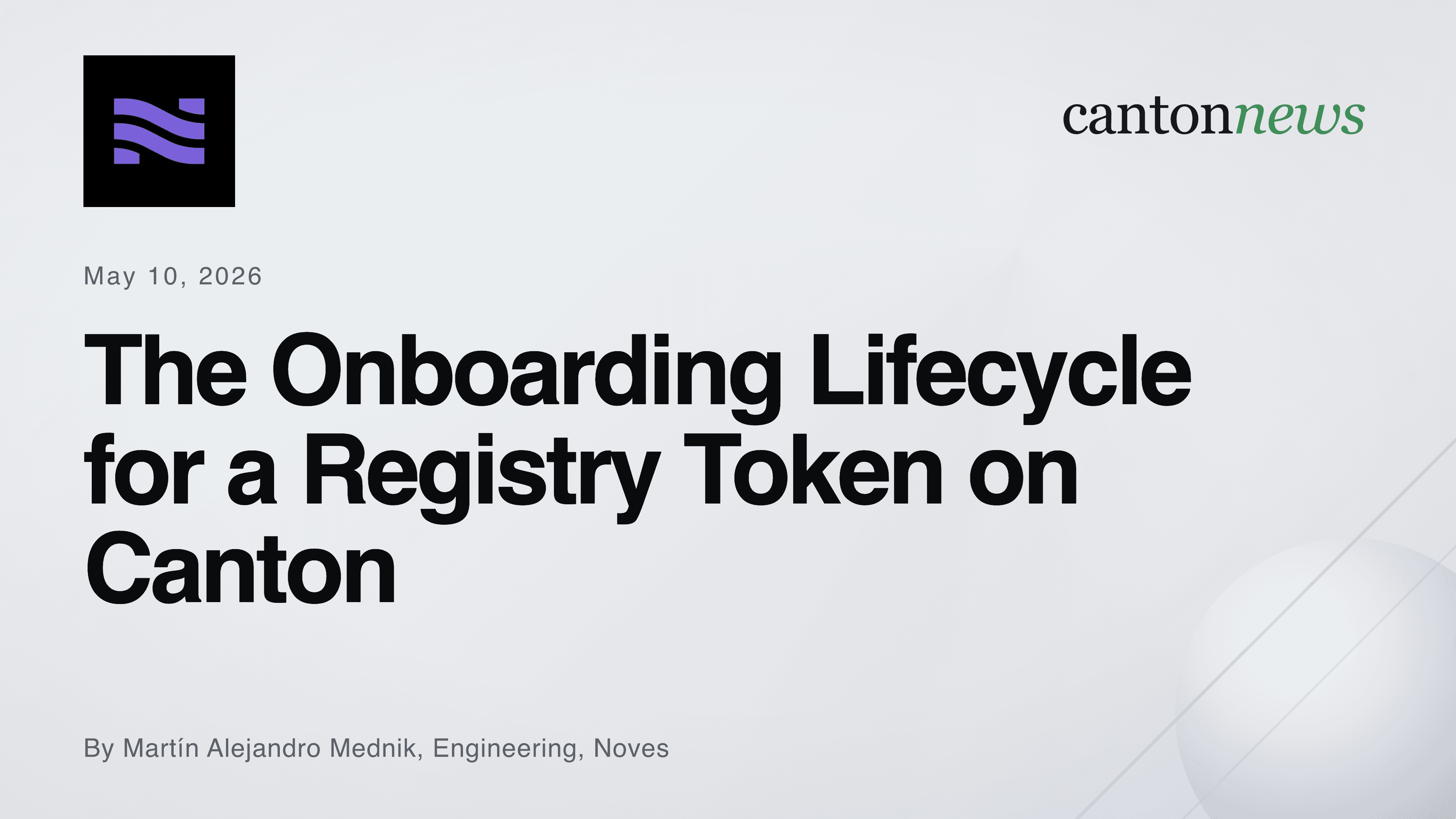 The Onboarding Lifecycle for a Registry Token on Canton