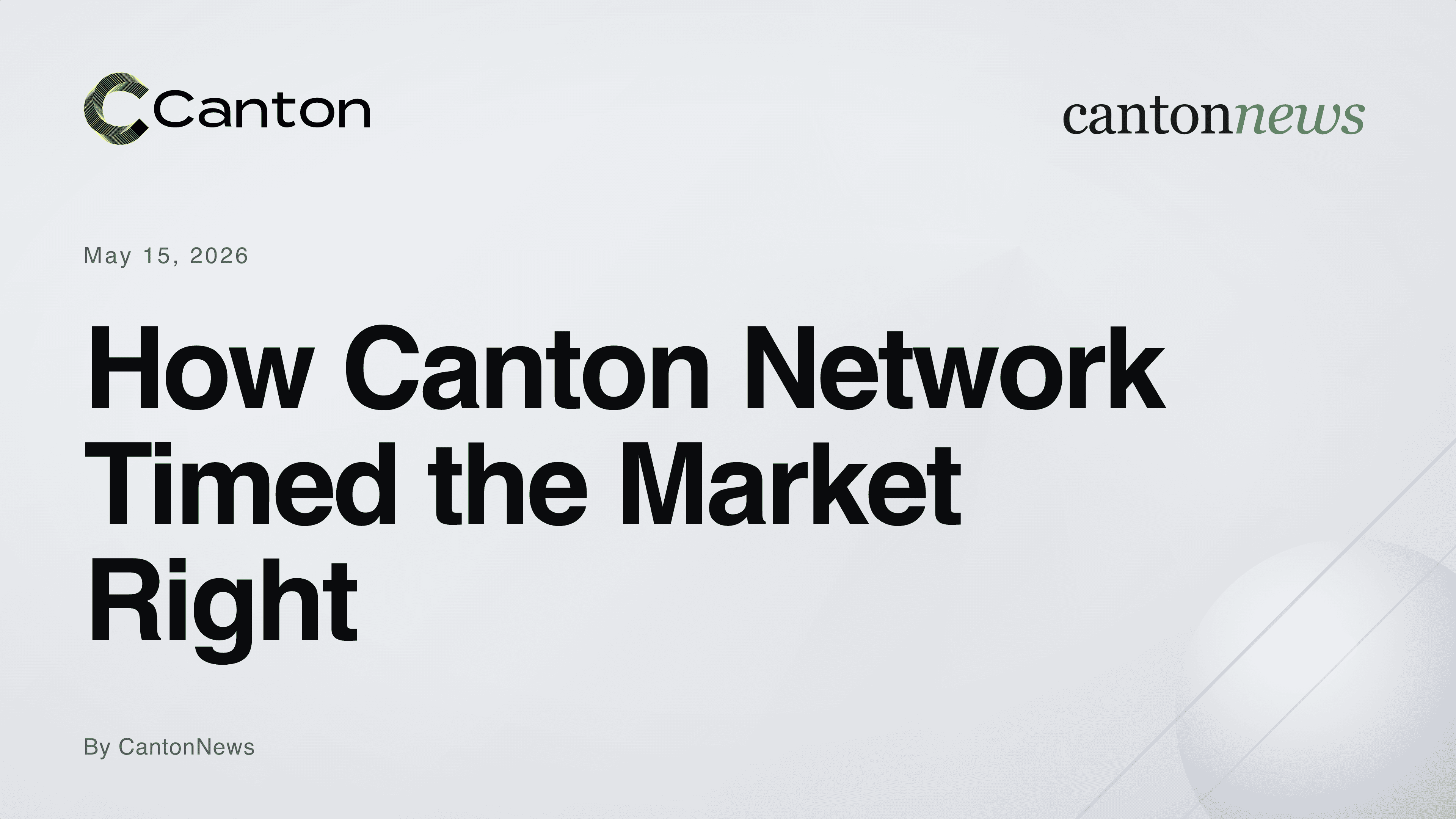 How Canton Timed the Market Right