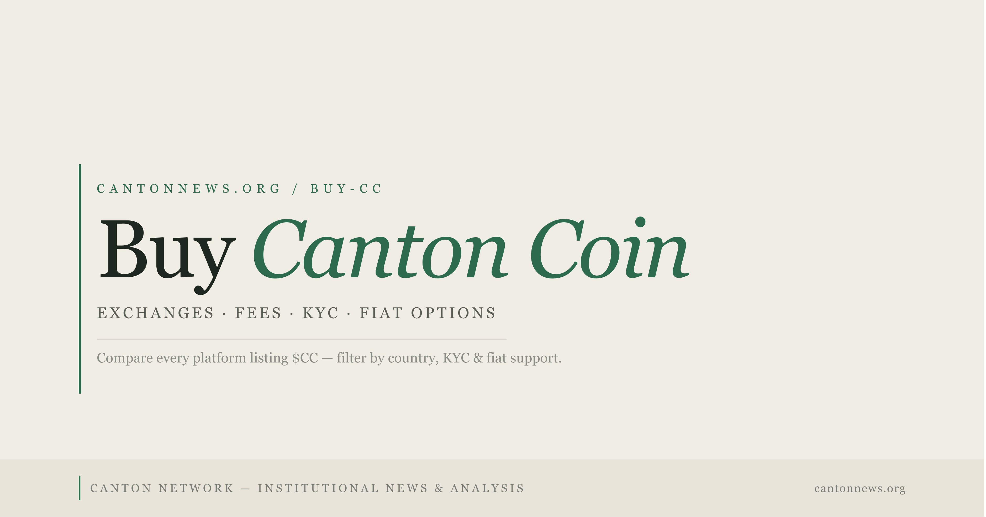 Options Cc Where to Buy Canton Coin (CC) — Exchange Guide & Comparison | CantonNews